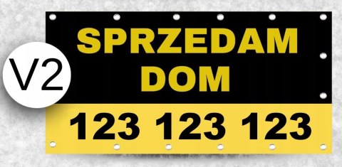 BANER REKLAMOWY SPRZEDAM OCZKOWANY WYTRZYMAŁY CZARNO-ŻÓŁTY V2 100x200cm