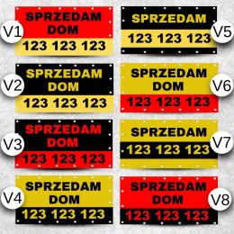 BANER REKLAMOWY SPRZEDAM OCZKOWANY WYTRZYMAŁY CZERWONO-CZARNY V3 100x100cm