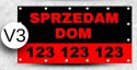 BANER REKLAMOWY SPRZEDAM OCZKOWANY WYTRZYMAŁY CZERWONO-CZARNY V3 100x100cm