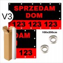 BANER REKLAMOWY SPRZEDAM OCZKOWANY WYTRZYMAŁY CZERWONO-CZARNY V3 100x200cm