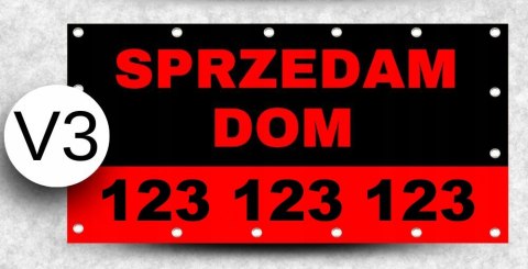 BANER REKLAMOWY SPRZEDAM OCZKOWANY WYTRZYMAŁY CZERWONO-CZARNY V3 100x200cm