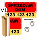 BANER REKLAMOWY SPRZEDAM OCZKOWANY WYTRZYMAŁY CZERWONO-ŻÓŁTY V1 100x200cm