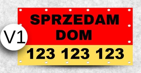 BANER REKLAMOWY SPRZEDAM OCZKOWANY WYTRZYMAŁY CZERWONO-ŻÓŁTY V1 100x200cm