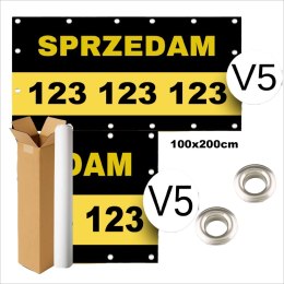 BANER REKLAMOWY SPRZEDAM OCZKOWANY WYTRZYMAŁY TRZYPASMOWY V5 100x200cm