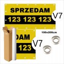 BANER REKLAMOWY SPRZEDAM OCZKOWANY WYTRZYMAŁY TRZYPASMOWY V7 100x200cm
