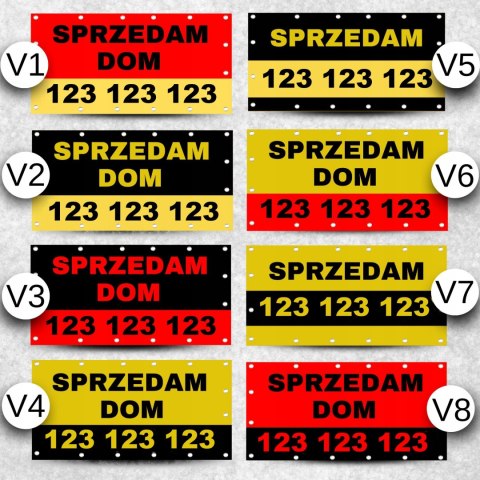 BANER REKLAMOWY SPRZEDAM OCZKOWANY WYTRZYMAŁY ŻÓŁTO-CZARNY V4 100x100cm