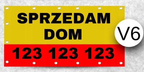 BANER REKLAMOWY SPRZEDAM OCZKOWANY WYTRZYMAŁY ŻÓŁTO-CZERWONY V6 100x200cm