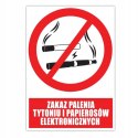NAKLEJKA ZAKAZ PALENIA TYTONIU I PAPIEROSÓW ELEKTRONICZNYCH 21 x 14,8 cm
