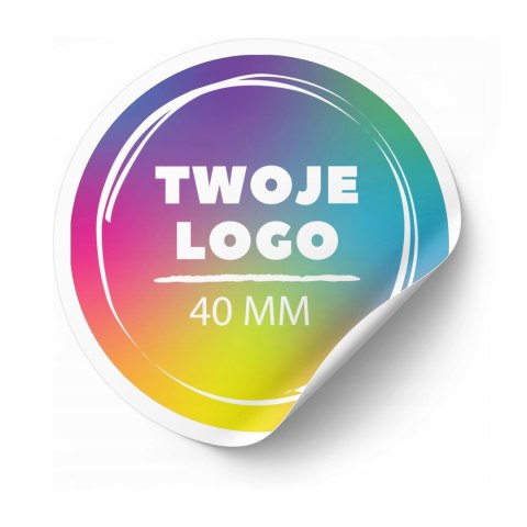 NAKLEJKI ETYKIETY REKLAMOWE OKRĄGŁE Z LOGO 40mm 100szt