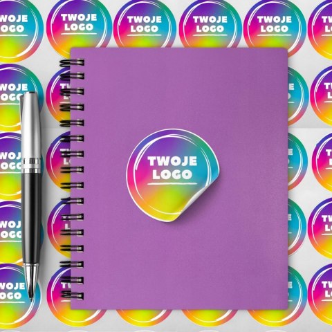 NAKLEJKI ETYKIETY REKLAMOWE OKRĄGŁE Z LOGO 50mm 100szt