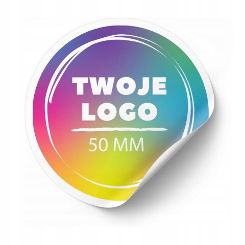 NAKLEJKI ETYKIETY REKLAMOWE OKRĄGŁE Z LOGO 50mm 300szt