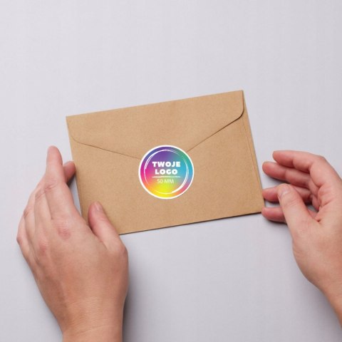 NAKLEJKI ETYKIETY REKLAMOWE OKRĄGŁE Z LOGO 50mm 300szt