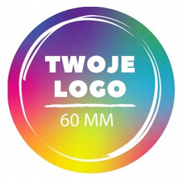 NAKLEJKI ETYKIETY REKLAMOWE OKRĄGŁE Z LOGO 60mm 100szt