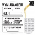 NAKLEJKI SERWISOWE WYMIANA OLEJU BIAŁE 10x6cm 100 SZTUK WODOODPORNE