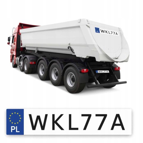 Naklejka REJESTRACJA NA NACZEPĘ WYWROTKĘ KIPER TIR MOCNA FOLIA PEŁNY DRUK