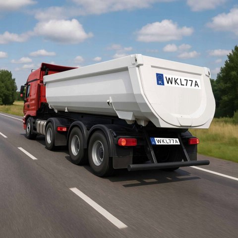 Naklejka REJESTRACJA NA NACZEPĘ WYWROTKĘ KIPER TIR MOCNA FOLIA PEŁNY DRUK