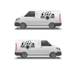 Naklejka na Kamper Samochód Kemping Bus Przyczepę Góry Roża Wiatrów 100x46