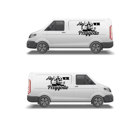 Naklejka na Kamper Samochód Kemping Bus Przyczepę HEJ PRZYGODO GÓRY