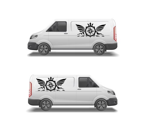 Naklejka na Kamper Samochód Kemping Bus Przyczepę Roża Wiatrów GÓRY 100x46