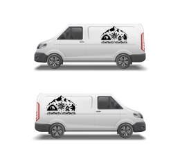 Naklejka na Kamper Samochód Kemping Bus Przyczepę Róża Wiatrów Góry Biwak