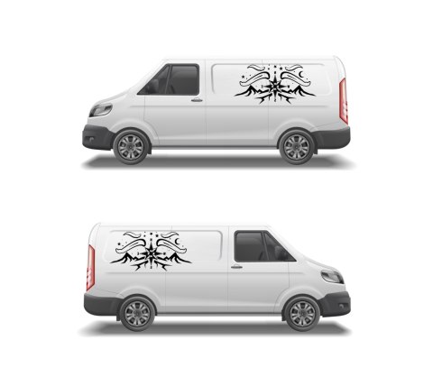 Naklejka na Kamper Samochód Kemping Bus Przyczepę Róża Wiatrów Góry NADRUK