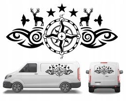 Naklejka na Samochód Kamper Kemping Bus Przyczepę Góry Roża Wiatrów 100x46