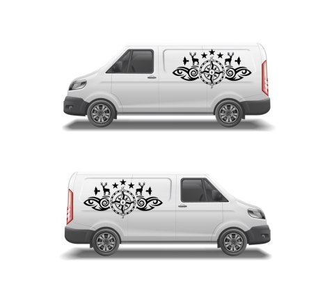 Naklejka na Samochód Kamper Kemping Bus Przyczepę Góry Roża Wiatrów 100x46