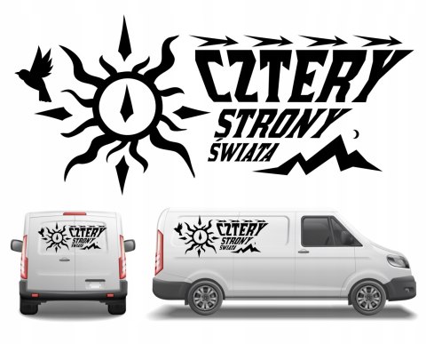 Naklejka na Samochód Kamper Kemping Bus Przyczepę Róża Cztery strony świata