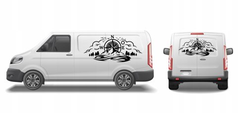 Naklejka na Samochód Kamper Przyczepę Kemping Bus Góry Roża Wiatrów 100x46