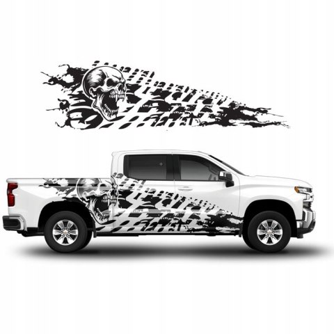 Naklejka na Samochód Kamper Przyczepę Kemping Bus Pickup Czaszka 250x 73 cm