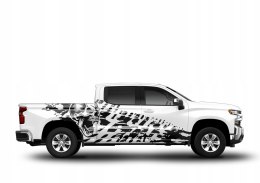 Naklejka na Samochód Kamper Przyczepę Kemping Bus Pickup Czaszka 250x 73 cm