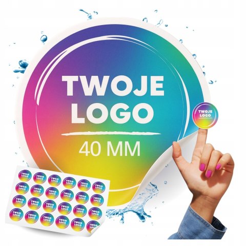 Naklejki Etykiety Wodoodporne z Własnym Nadrukiem Okrągłe 40 mm 400 szt.