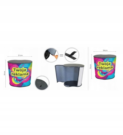 TRYBUNKA REKLAMOWA IDEALNA NA EVENTY Z GRAFIKĄ FIRMOWĄ DUŻA ZESTAW 91x94cm
