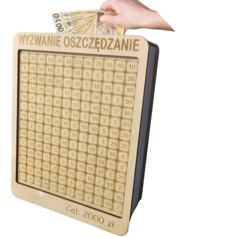 Skarbonka Wykreślana Wyzwanie Na Prezent Oszczędzanie 2000 zł Na Marzenia